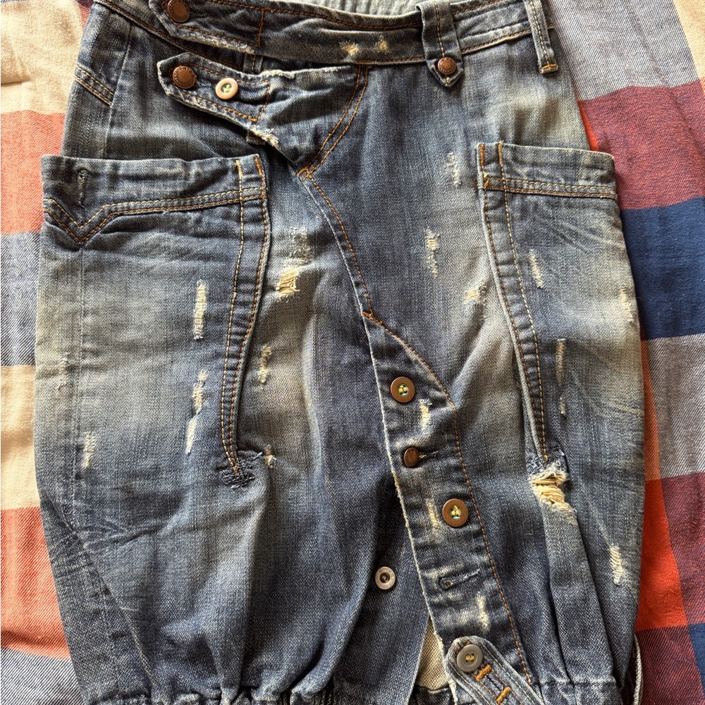 Distressed Denim Skirt